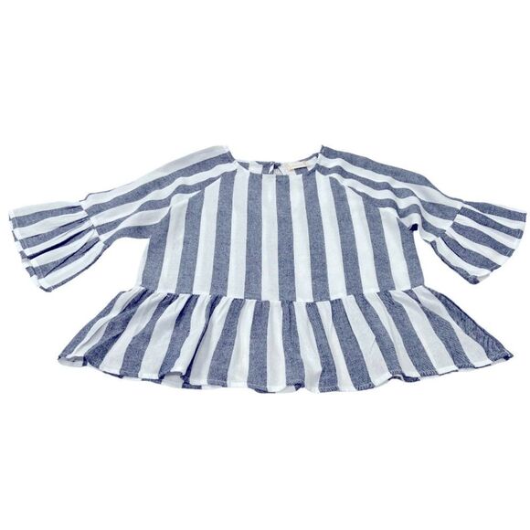 🔥3 for $15 Alter’d State Small Stripe Peplum Bell Sleeve Top - Picture 1 of 8